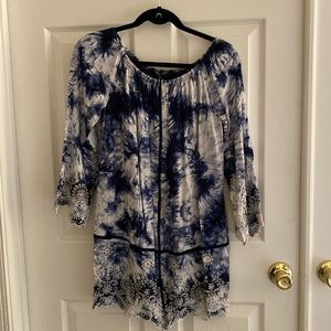 Blue and white off the shoulder tunic size medium